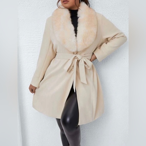 FAUX FUR COLLARED COAT - Picture 2 of 7